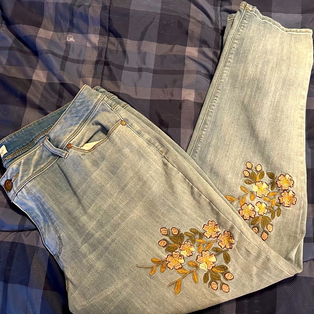 Cato denim with floral patch work